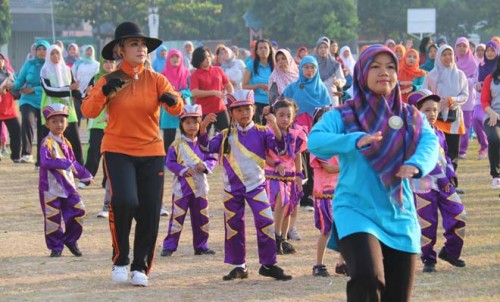Peringati HUT Ke-67, IGTKI Kota Tegal Adakan Senam Bersama Wali Kota