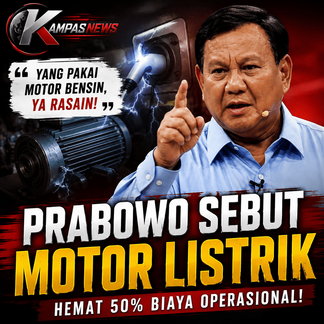Prabowo Sebut Motor Listrik Hemat 50%: “Yang Pakai Motor Bensin, Ya Rasain”