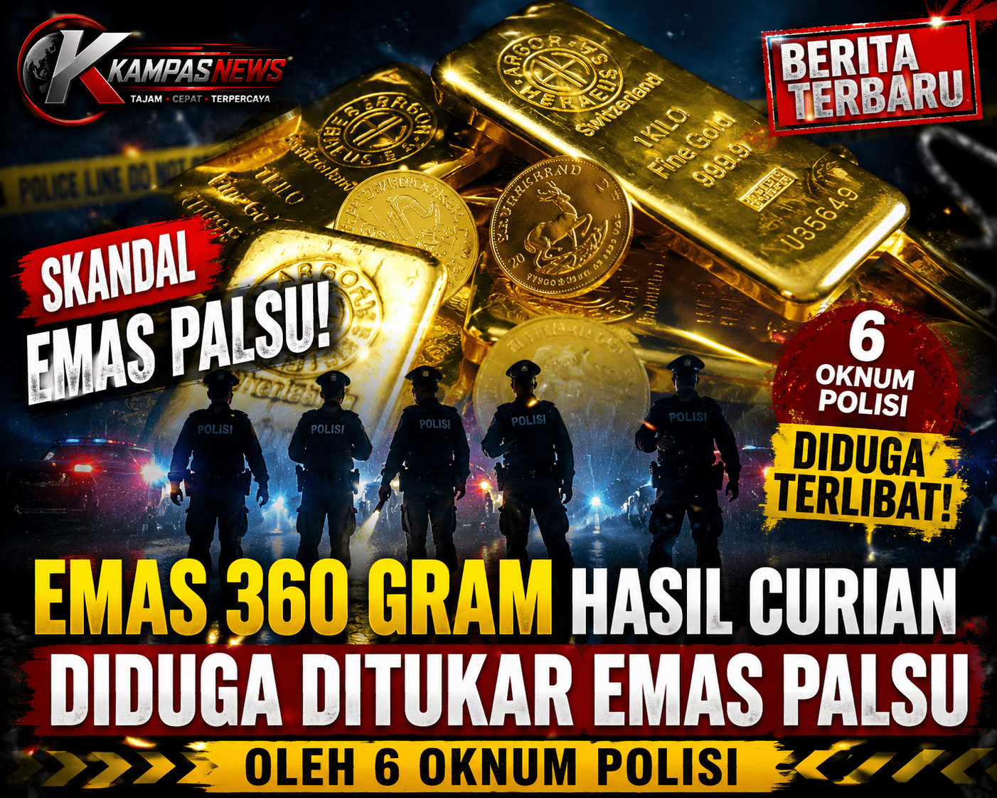 Emas 360 Gram Hasil Curian Diduga Ditukar Emas Palsu Oleh 6 Oknum Polisi