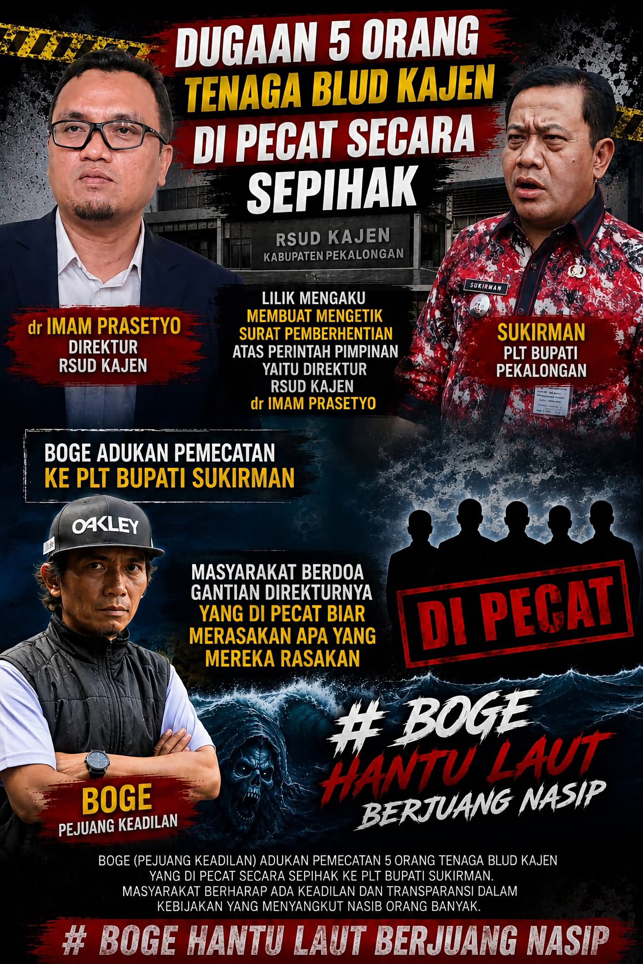 BOGE Laporkan Dugaan Pemberhentian Pegawai BLUD RSUD Kajen ke Plt Bupati, Minta Hak Pekerja Dilindungi