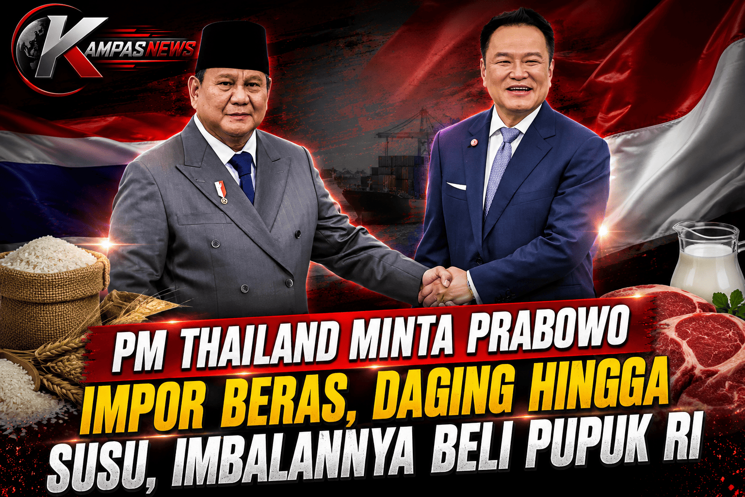 PM Thailand Minta Prabowo Impor Beras, Daging hingga Susu, Imbalannya Beli Pupuk RI